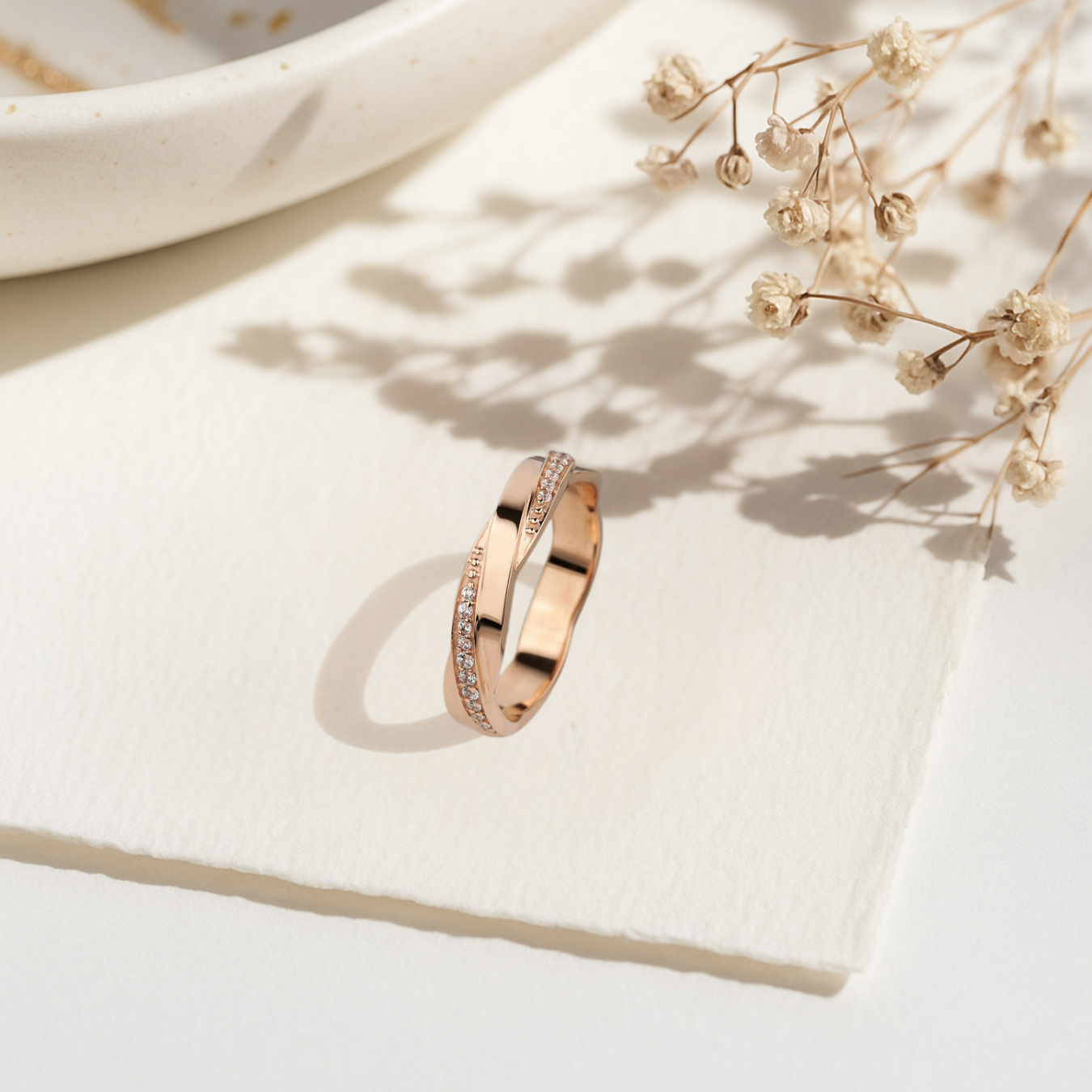 Couple Matching 14K Gold Wedding Diamond Anniversary Band
