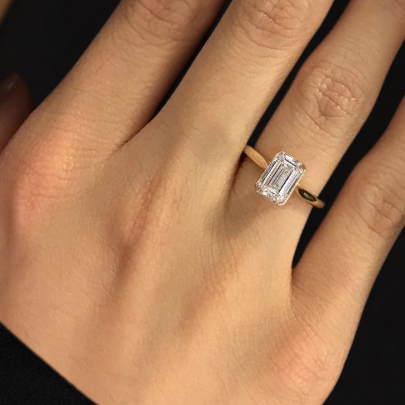 14K Gold Vintage 1 Carat Emerald Cut Engagement Ring