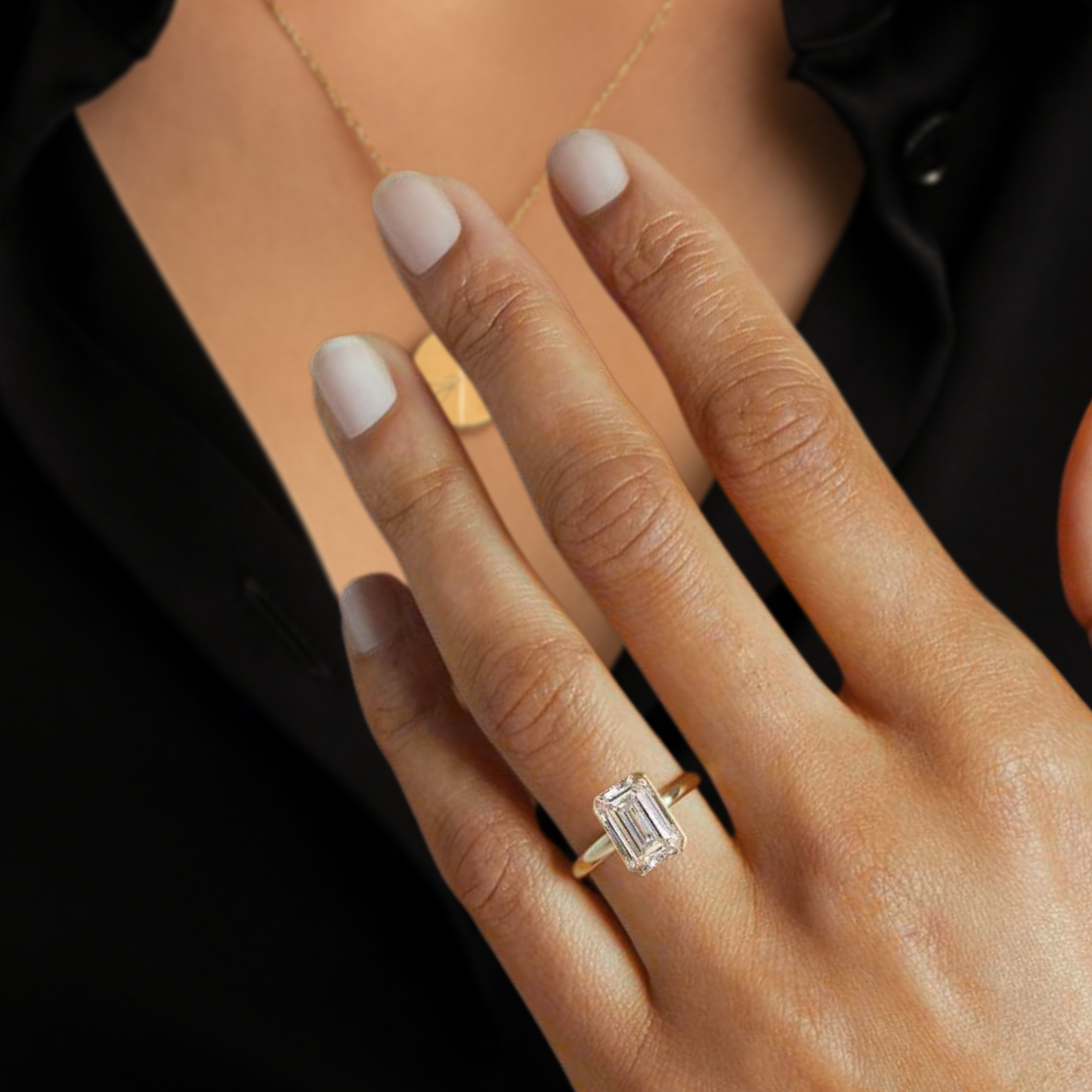 14K Gold Vintage 1 Carat Emerald Cut Engagement Ring