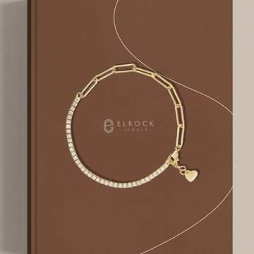 14K Half Tennis Bracelet Half Paperclip Lab Grown Diamond. Stackable Bracelet. Statement Bracelet.