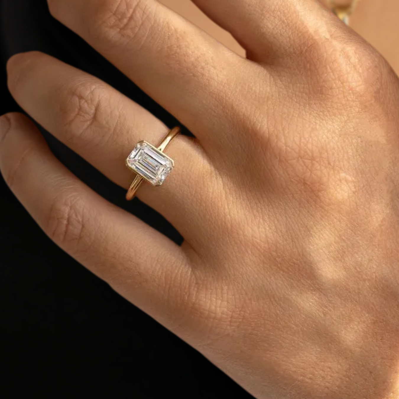 14K Gold Vintage 1 Carat Emerald Cut Engagement Ring