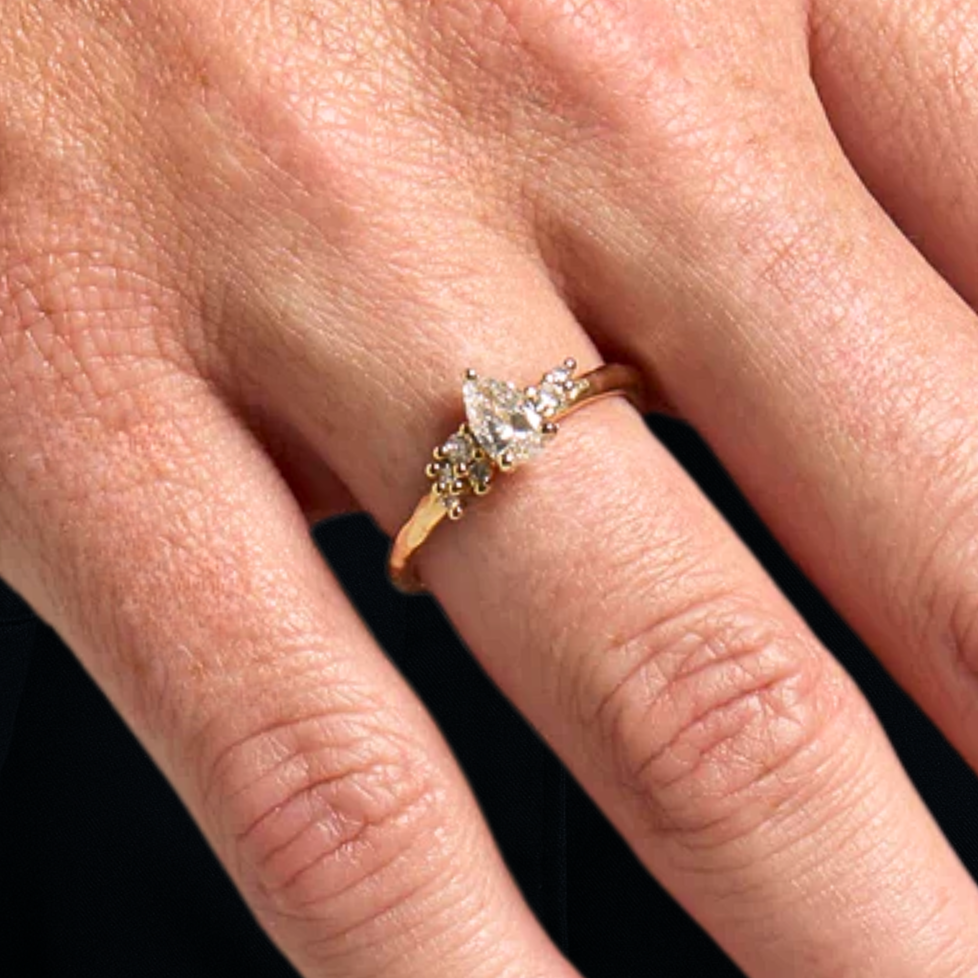 Vintage Pear Cut Lab Grown Diamond Engagement Ring