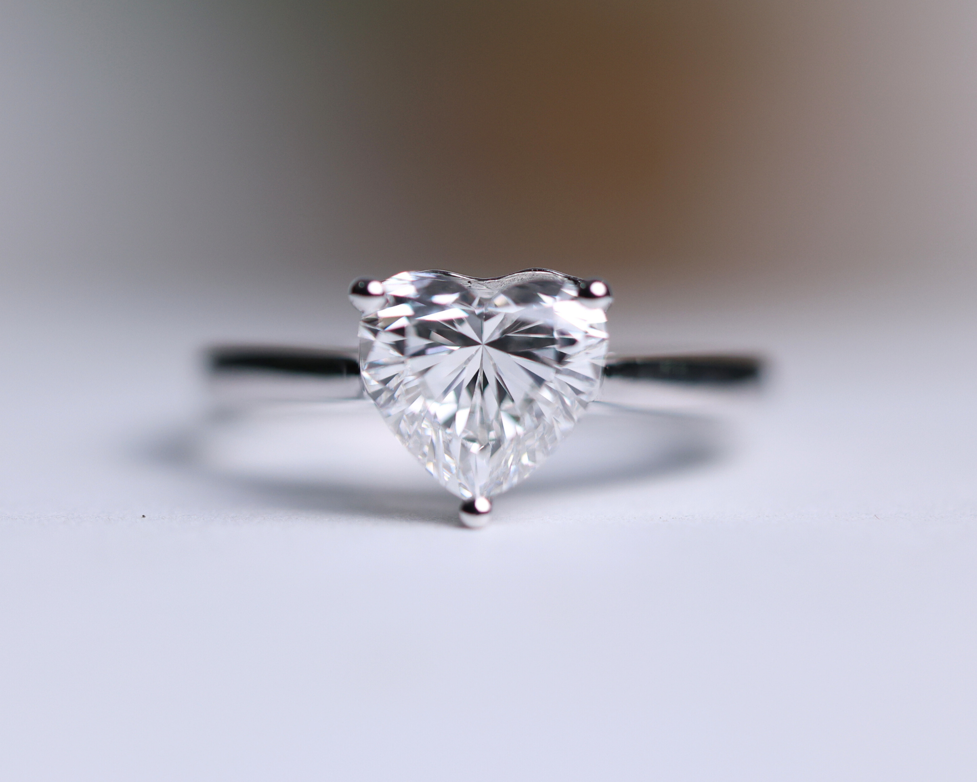 14K Gold Solitaire Heart Shaped Diamond Engagement Ring