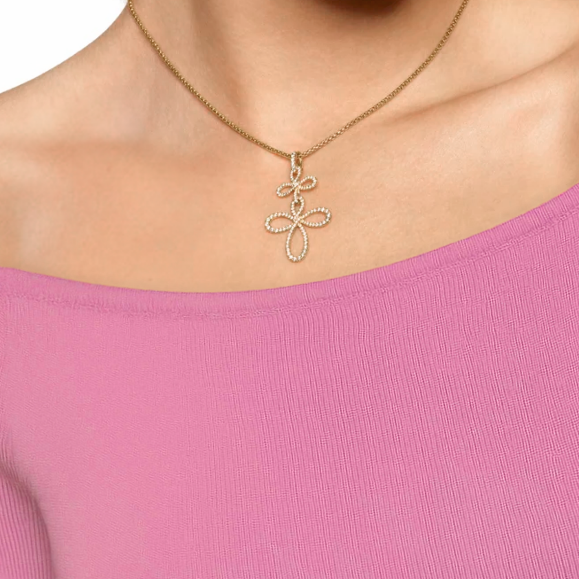 14K Solid Gold Diamond Infinity Cross Pendant