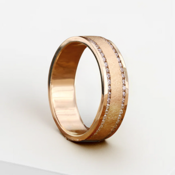 14K Men's Diamond Wedding Band, 0.68 TW Round Lab Grown Diamond Band, Matte Finish/Channel Setting Band