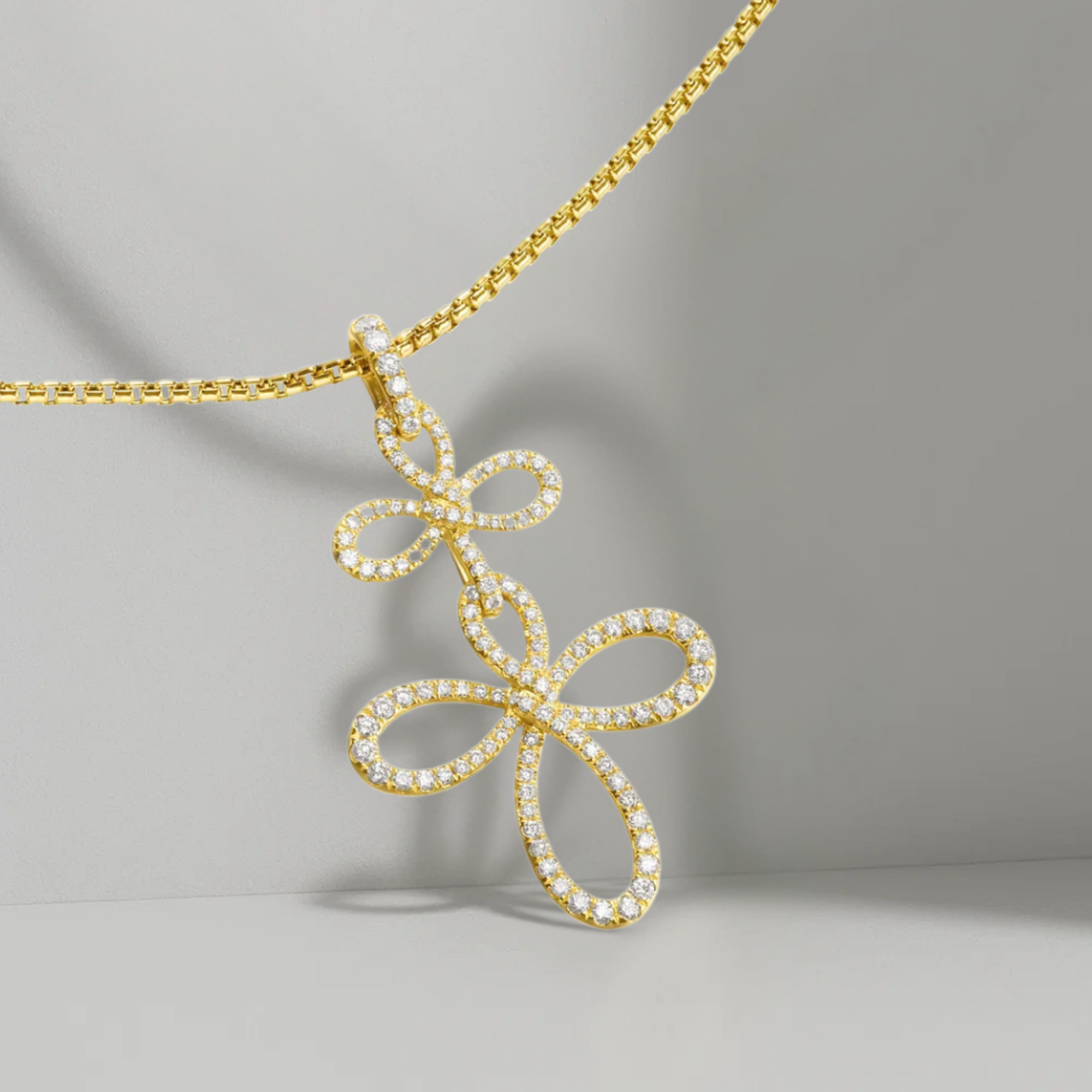 14K Solid Gold Diamond Infinity Cross Pendant