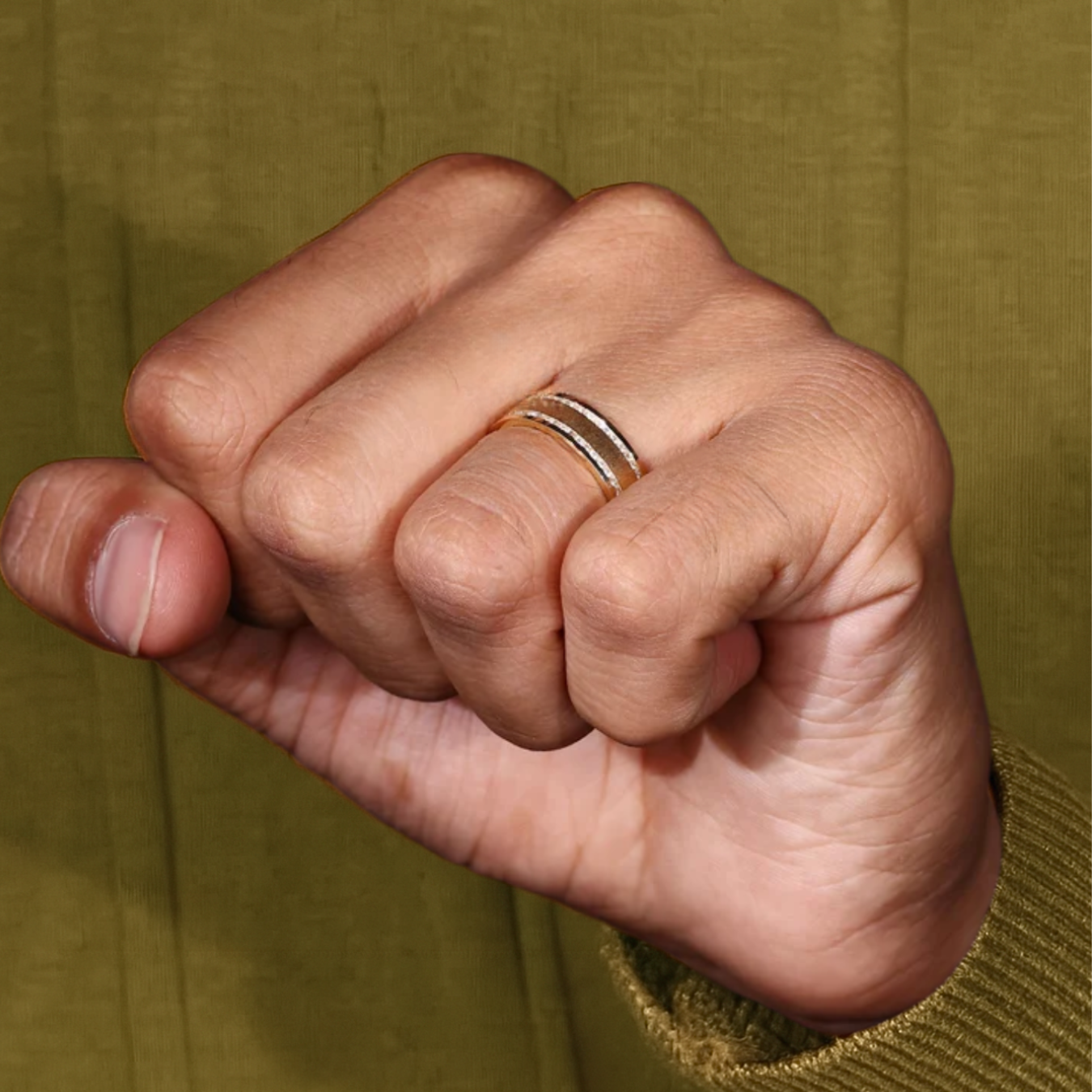 14K Men's Diamond Wedding Band, Lab Grown Diamond Band