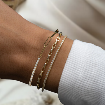 14K Gold Paperclip Bracelet with Diamond Lab Grown Diamonds Everyday Bracelet for Women and Girls