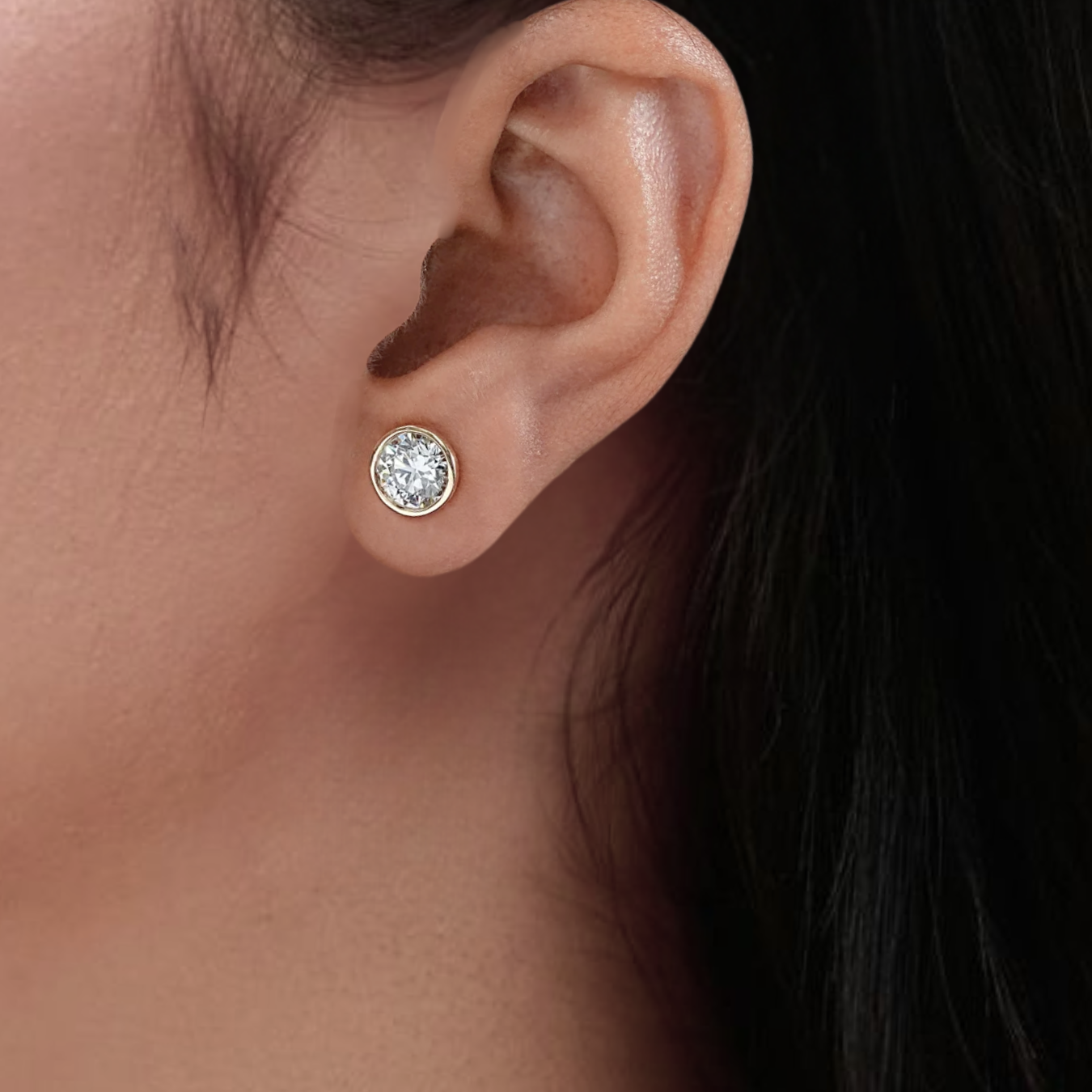 14K Round Cut Lab Diamond Stud Earrings