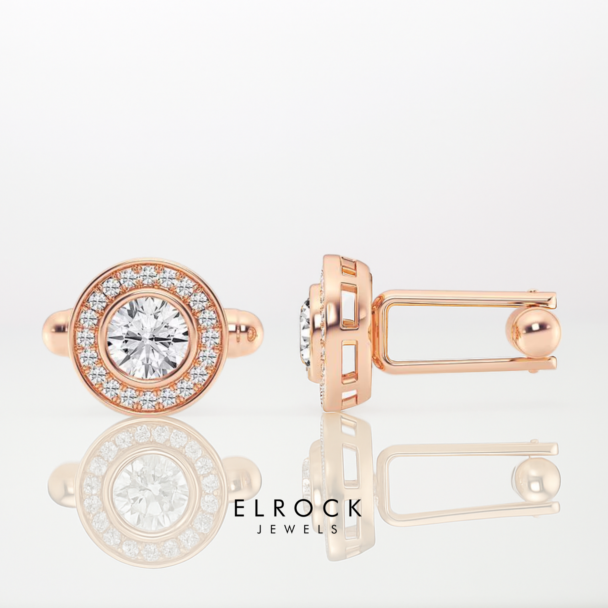 Men's Compass Cufflinks, Round diamond Cuff links
