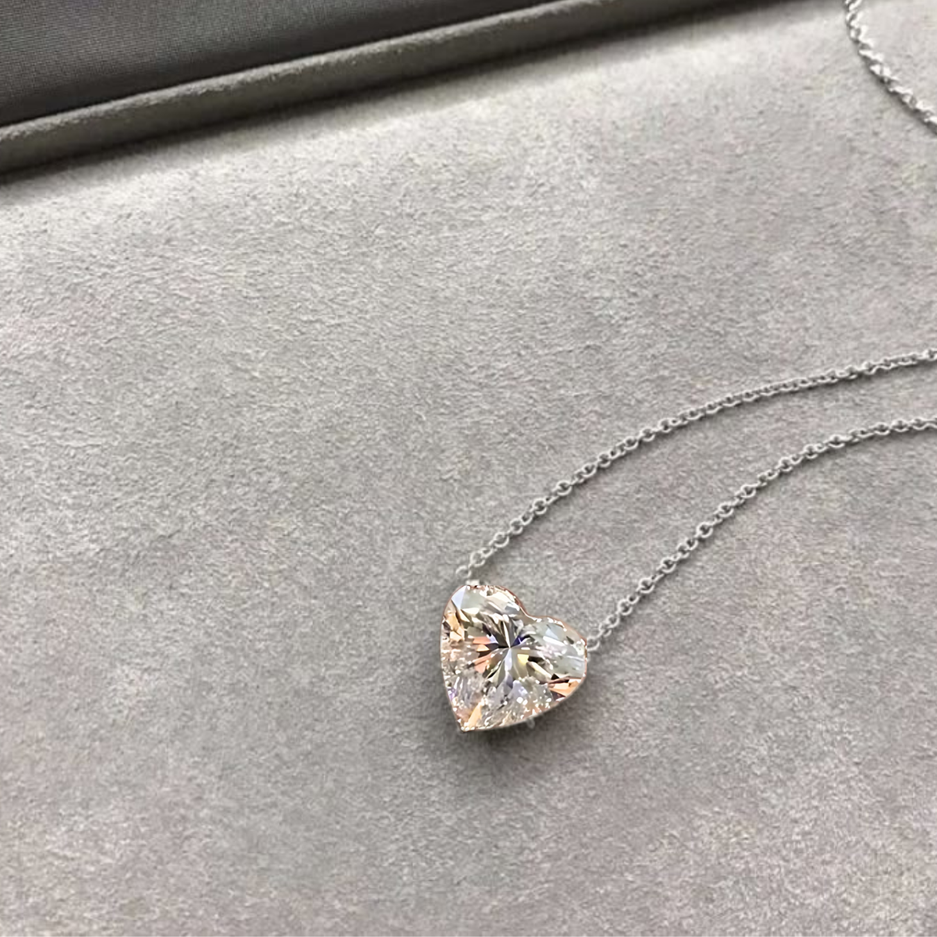 Heart Shape Diamond Necklace, Heart Cut Diamond, Minimalist Necklace,14K Gold or Silver