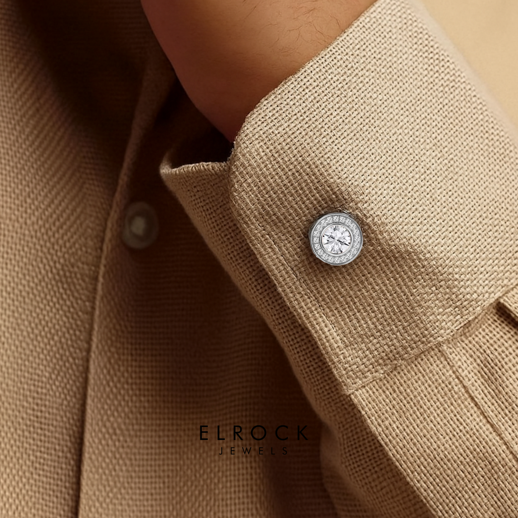 Men's Compass Cufflinks, Round diamond Cuff links