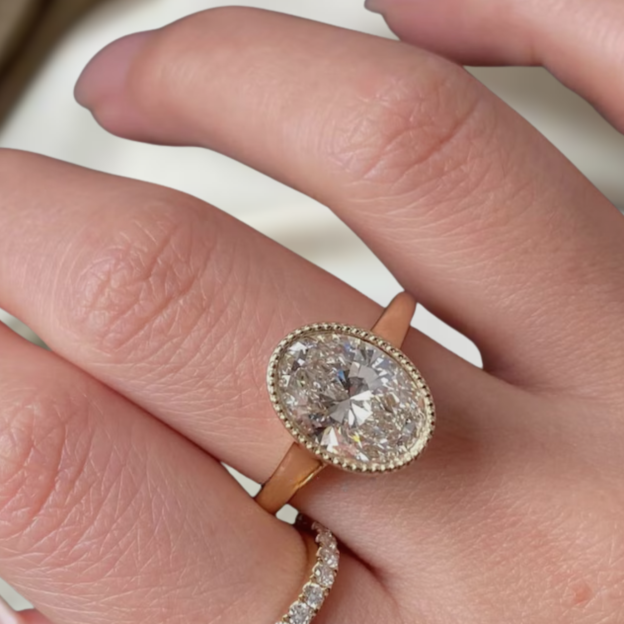 14K Gold Oval Cut Lab Grown Diamond Engagement Ring