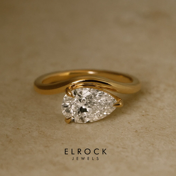 3.00 TCW 14K Gold Pear Shaped Wave Lab Grown Diamond Engagement Ring