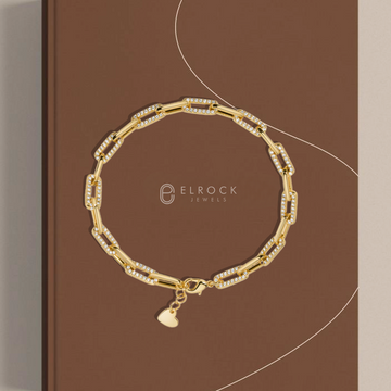 14K Gold Girls Paperclip Bracelet with Diamond Links Lab Grown Diamonds Everyday Bracelet for Women and girl