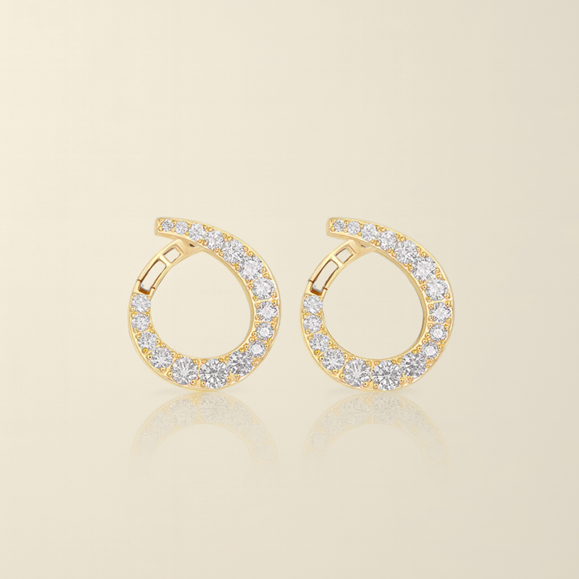 14K Gold Lab-Grown Diamond Hoop Huggie Earrings Pavé Set