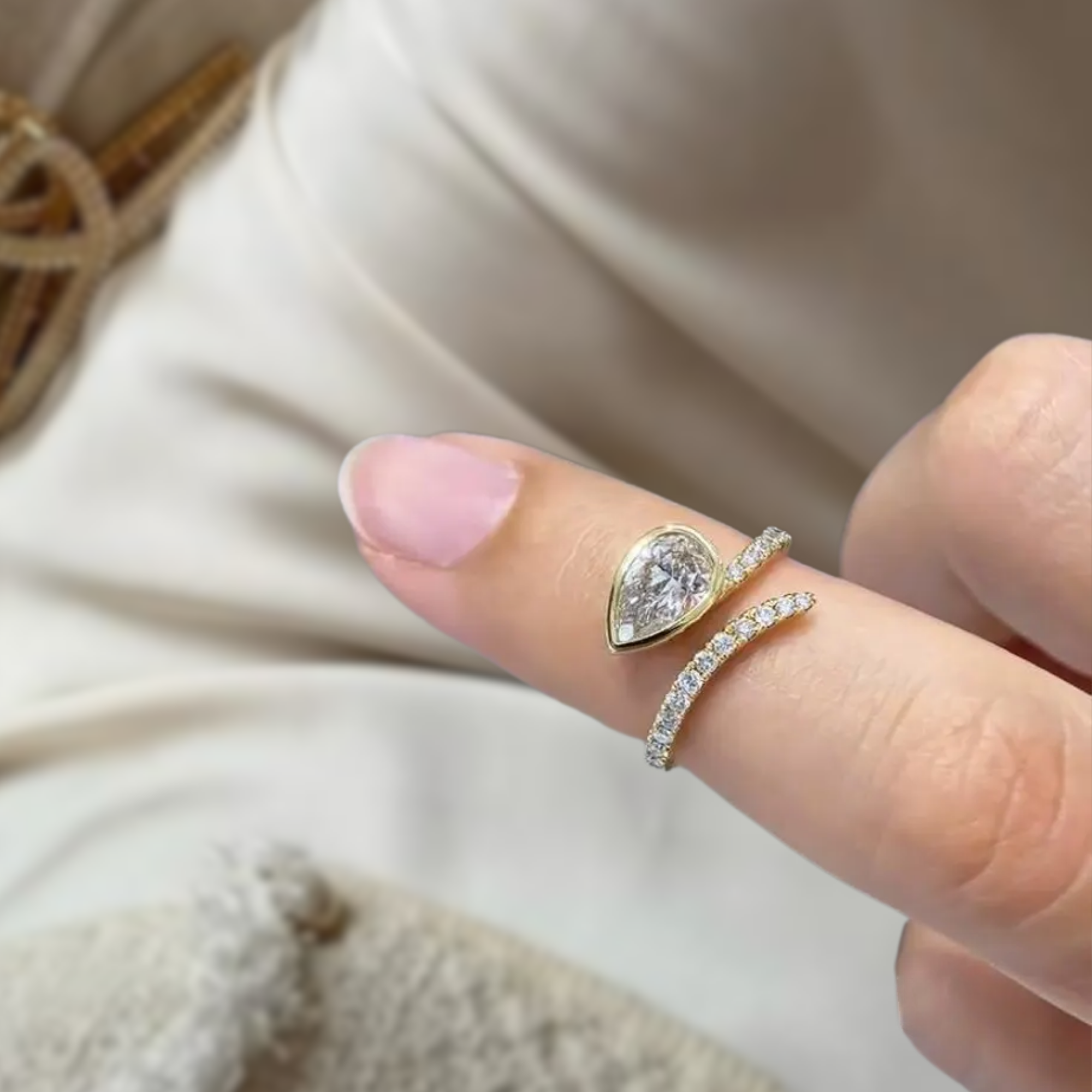 Gold Pear Shape Lab Grown Diamond
