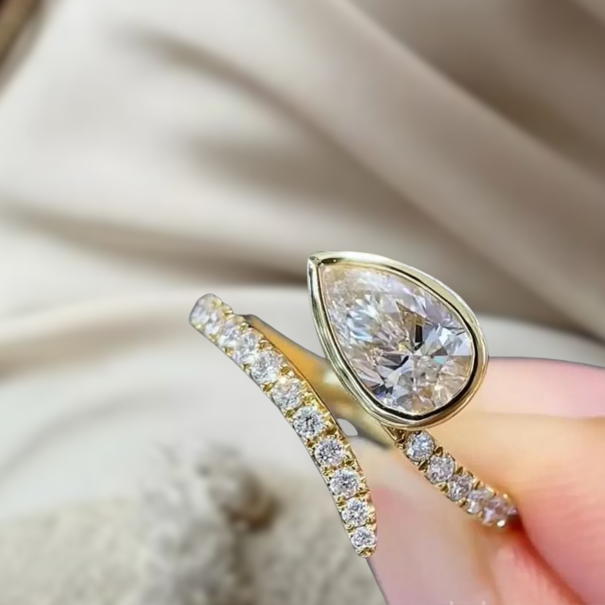 Gold Pear Shape Lab Grown Diamond