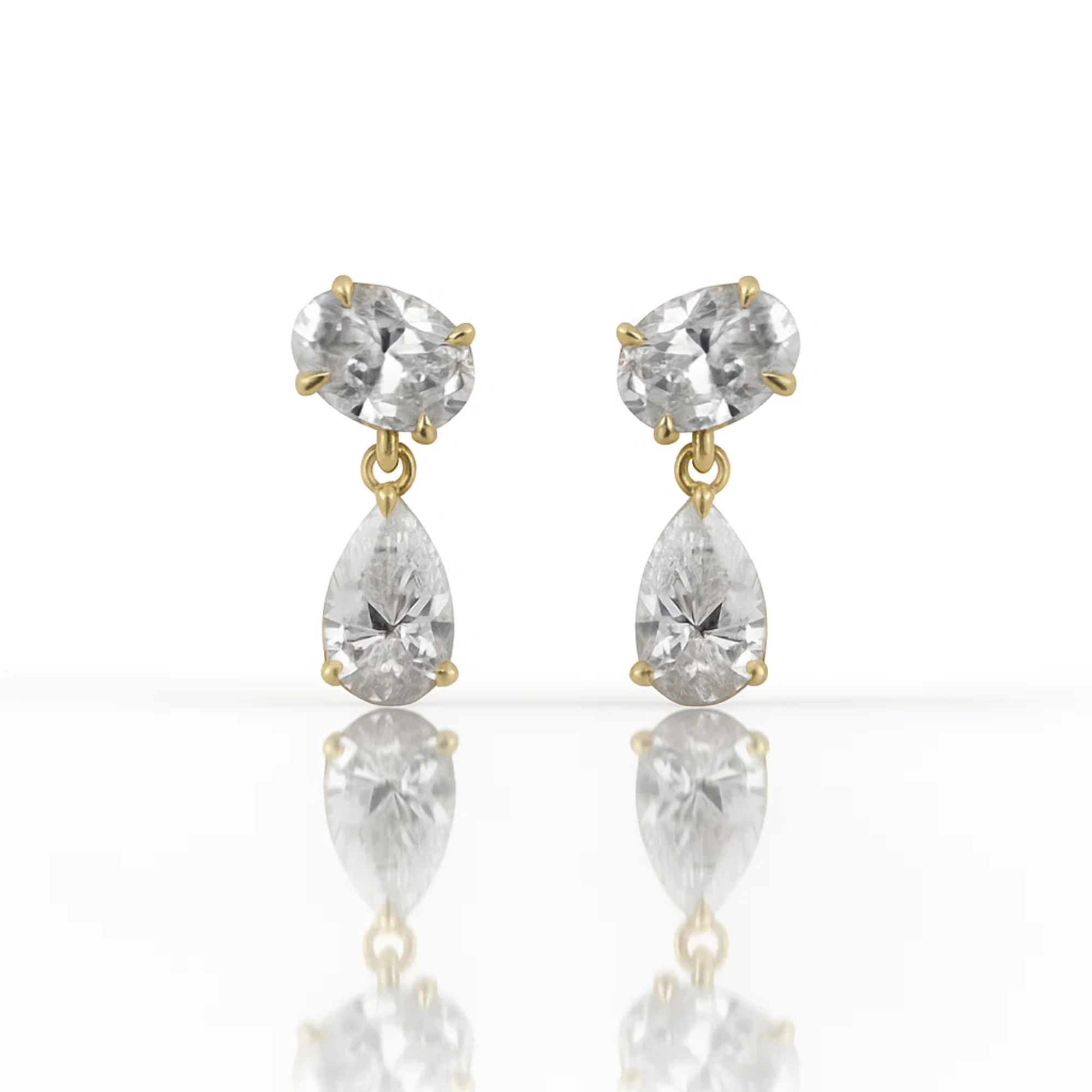 Marquise & Pear Shape Lab Grown Diamond Dangling Earrings