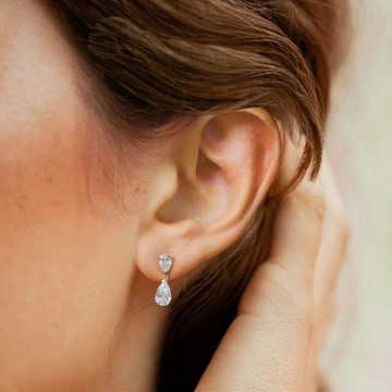 2.2 Carat Mini Dainty Pear Diamond Drop Dangle Earrings Exquisite ART DECO Style 14K GOLD
