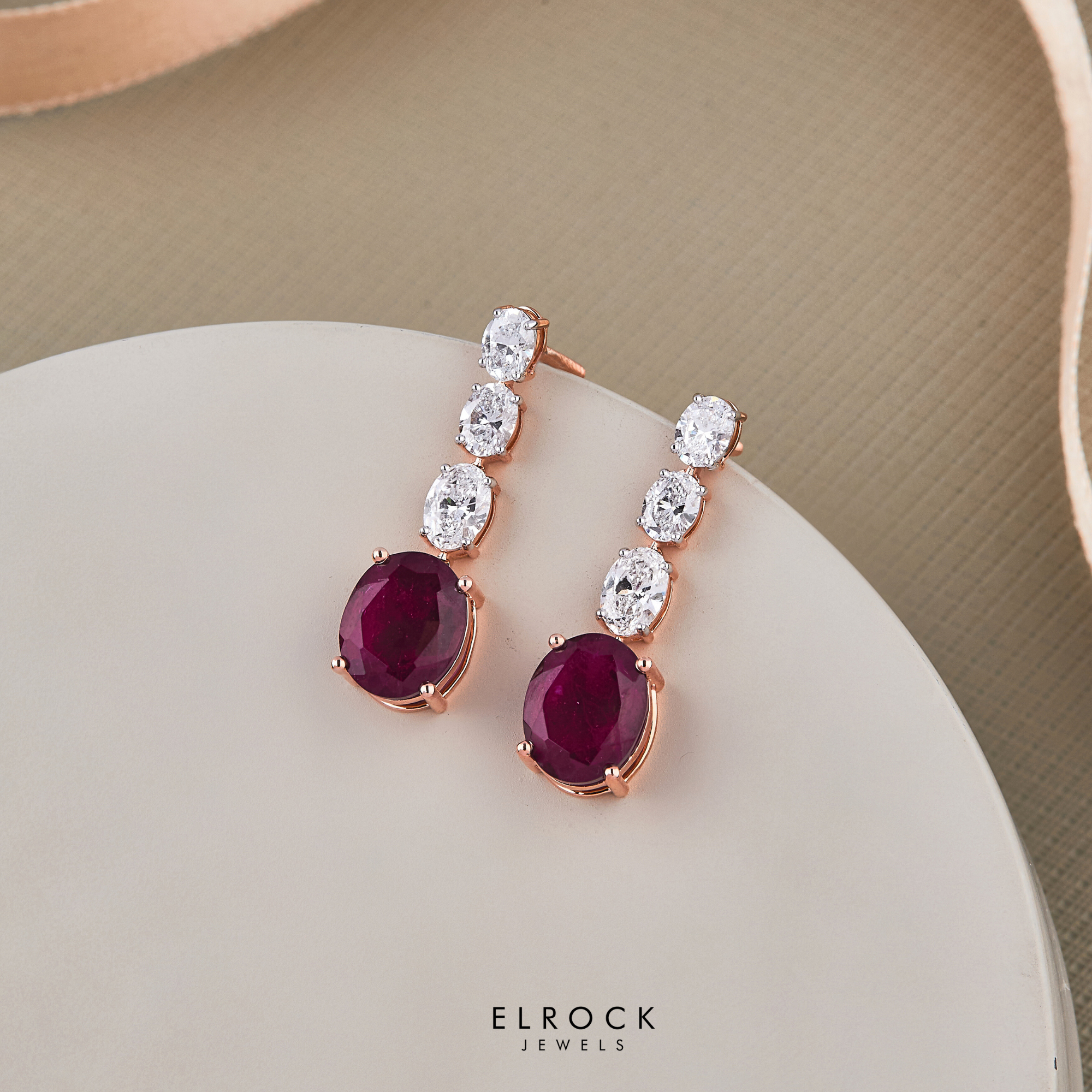 Oval Cut Red Ruby Gemstone Tennis Necklace set