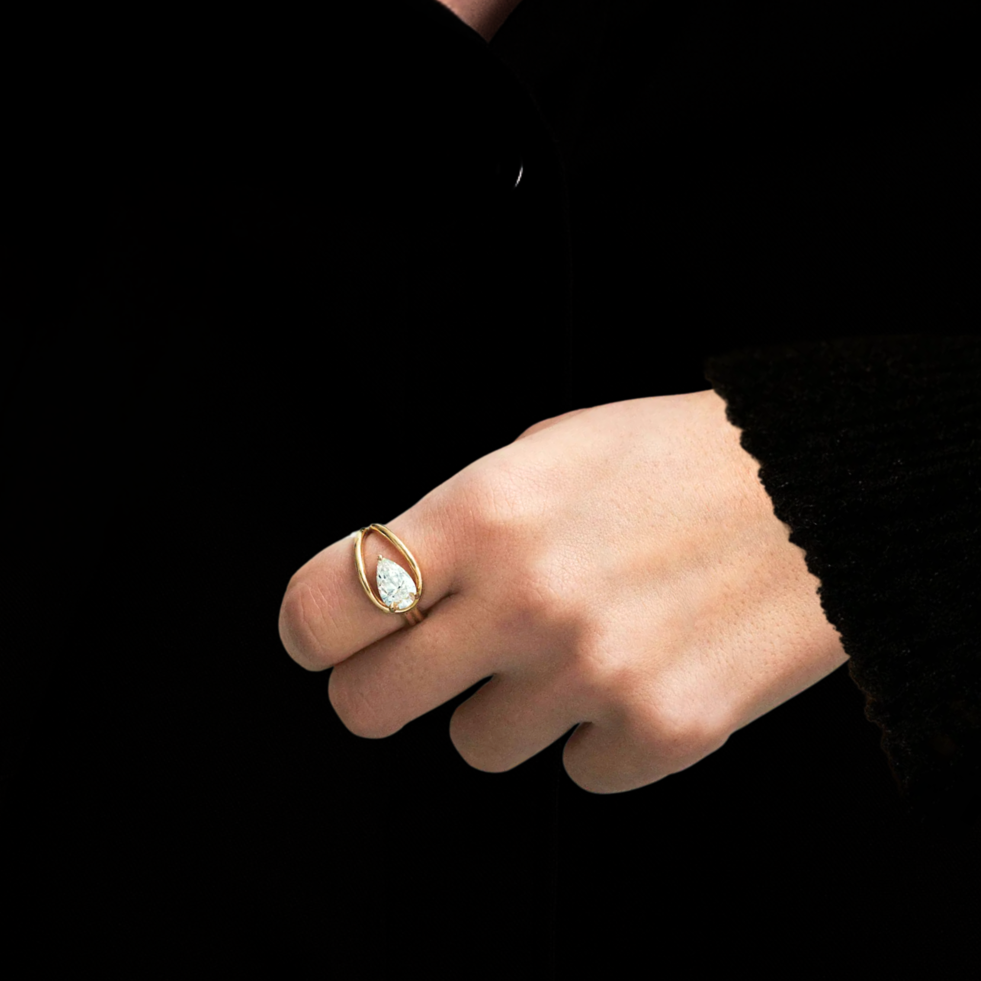14K Gold Pear Cut Lab Grown Diamond Ring