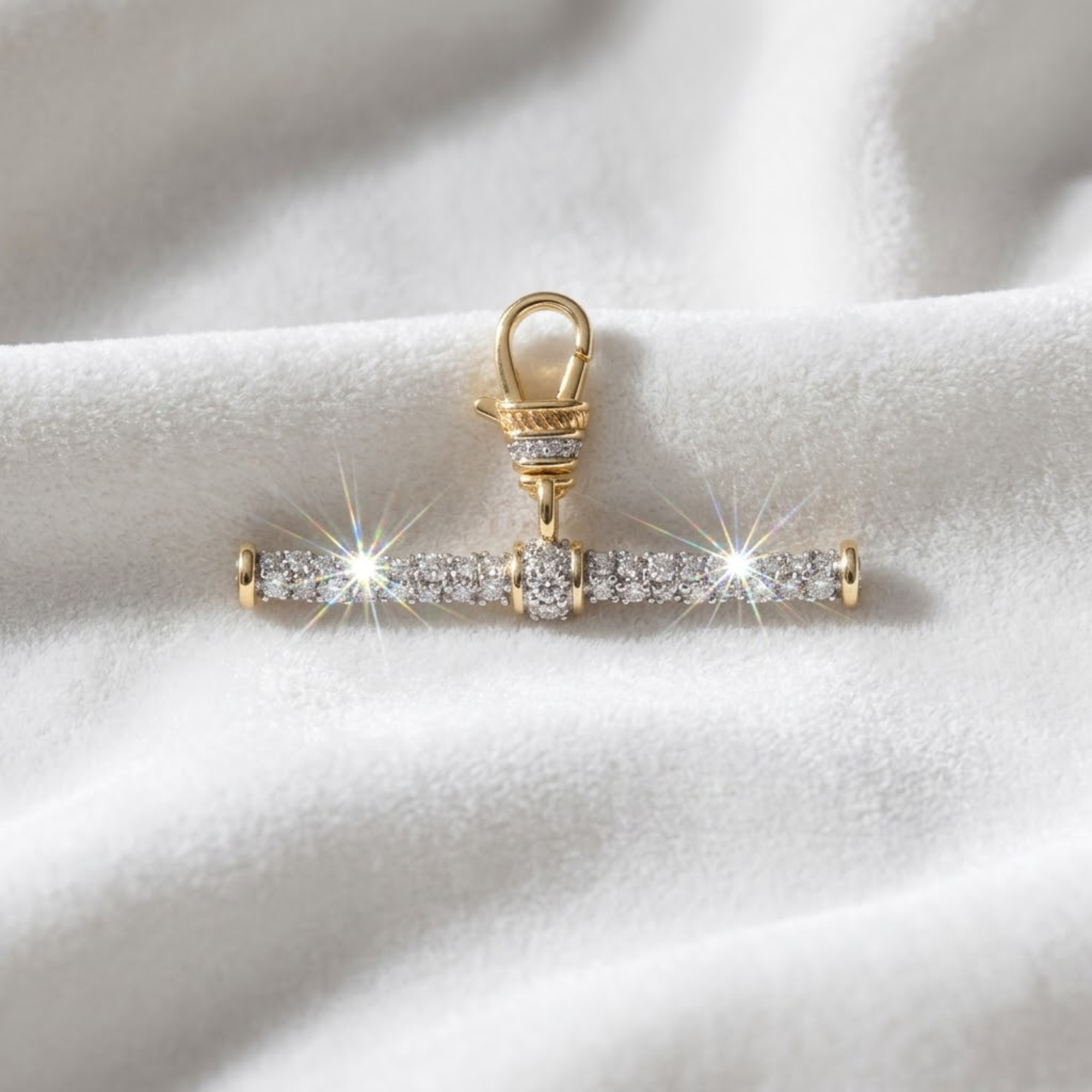 Diamond T Bar Anchor Pendant 14K Gold Victorian Inspired Diamond Pendant
