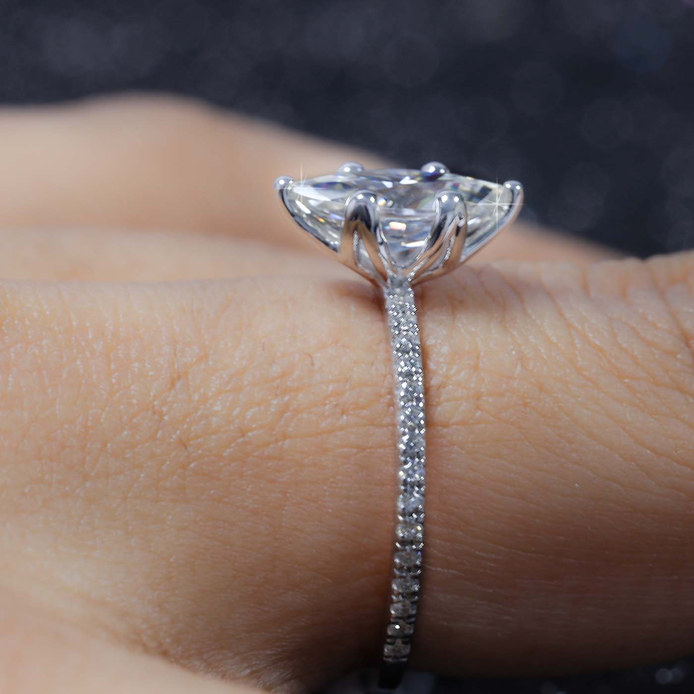 14K Gold Marquise Cut Diamond Prong Solitaire Engagement Ring