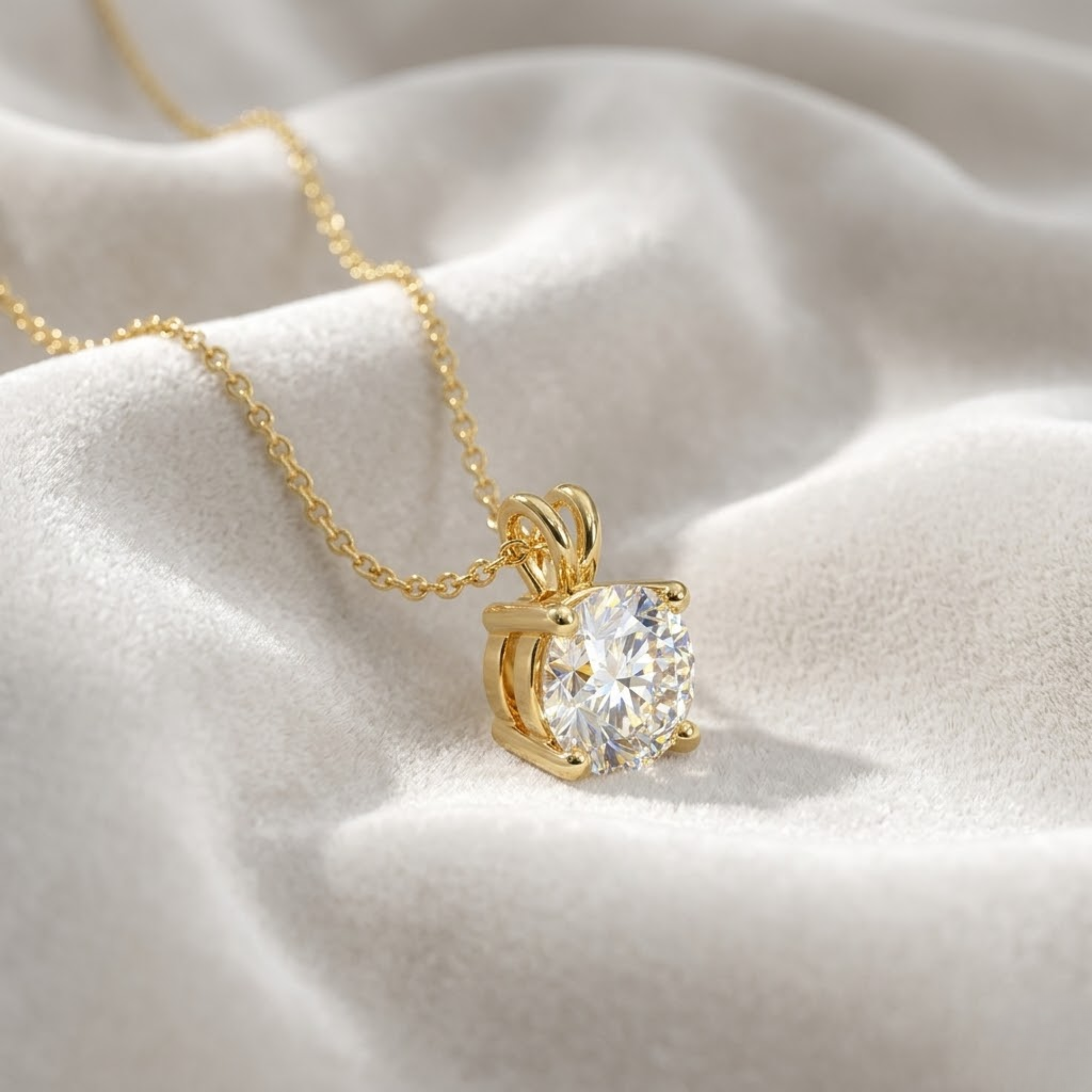 14K White Gold 1.70 Carat Solitaire Lab Grown Diamond Pendant Necklace