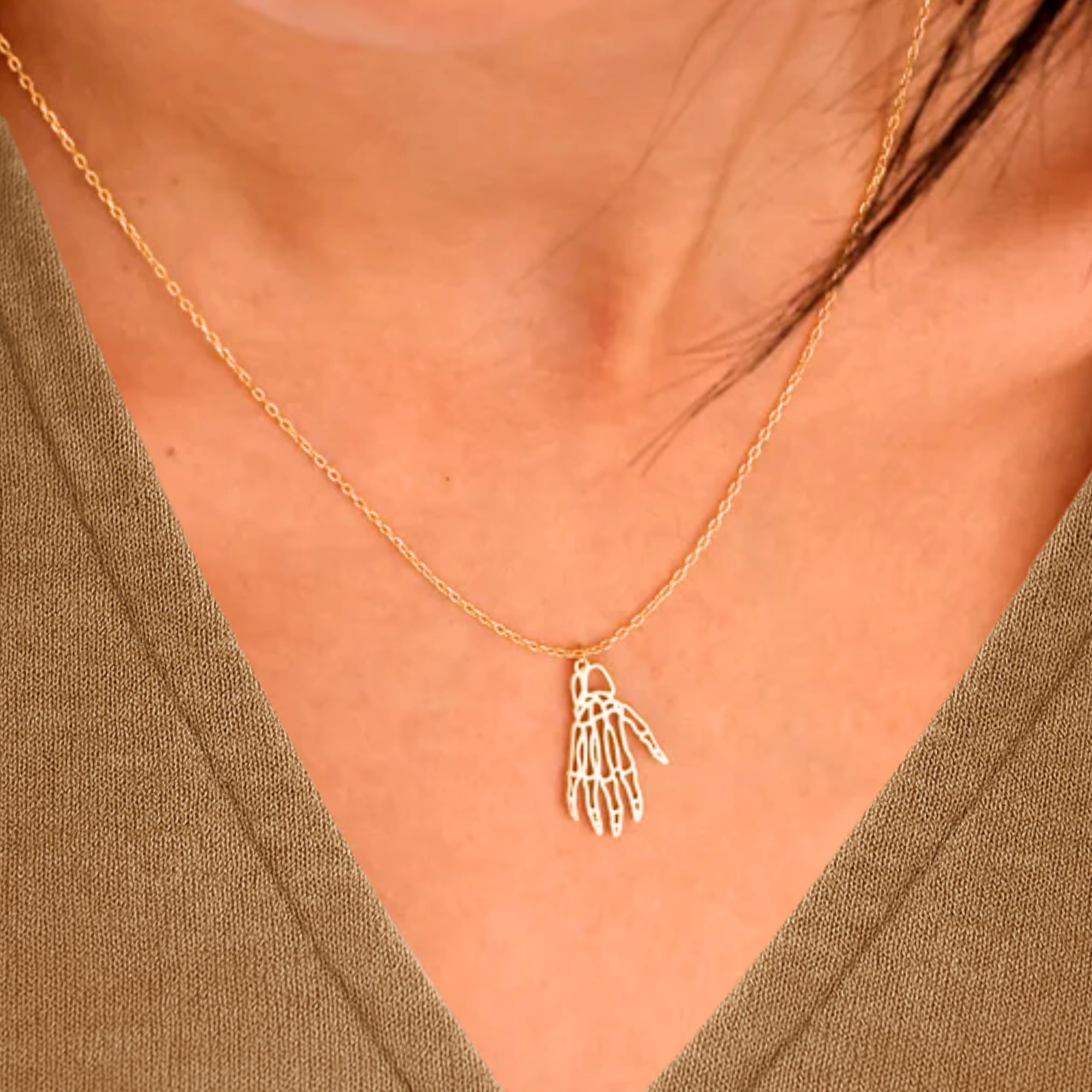 Skeleton Necklace, Hand Signs