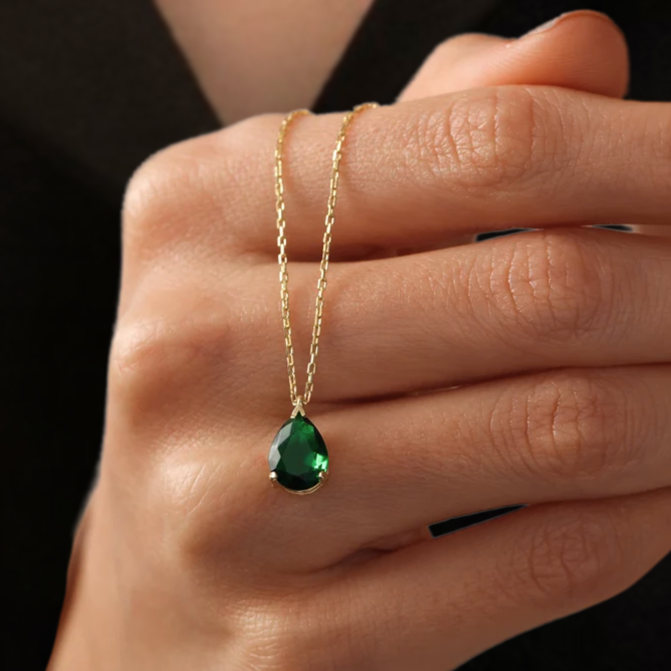 Emerald Green Necklace, May Birthstone Pendant