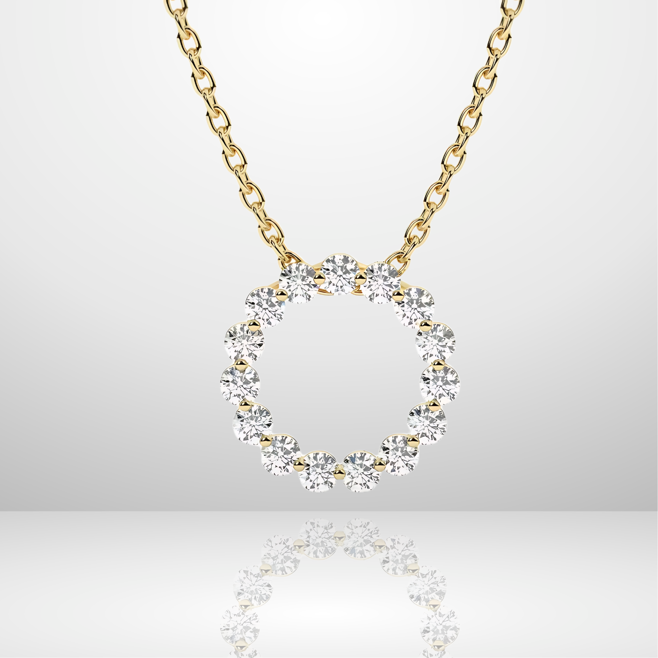 14K Diamond Circle Necklace 0.50 ctw Diamond Circle of Life Charm