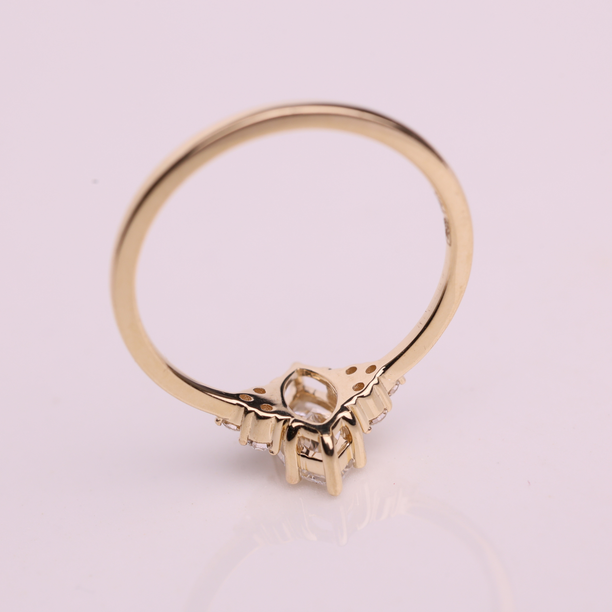 14K Marquise & Round Cut Lab Grown Diamond Solid Gold Engagement Ring