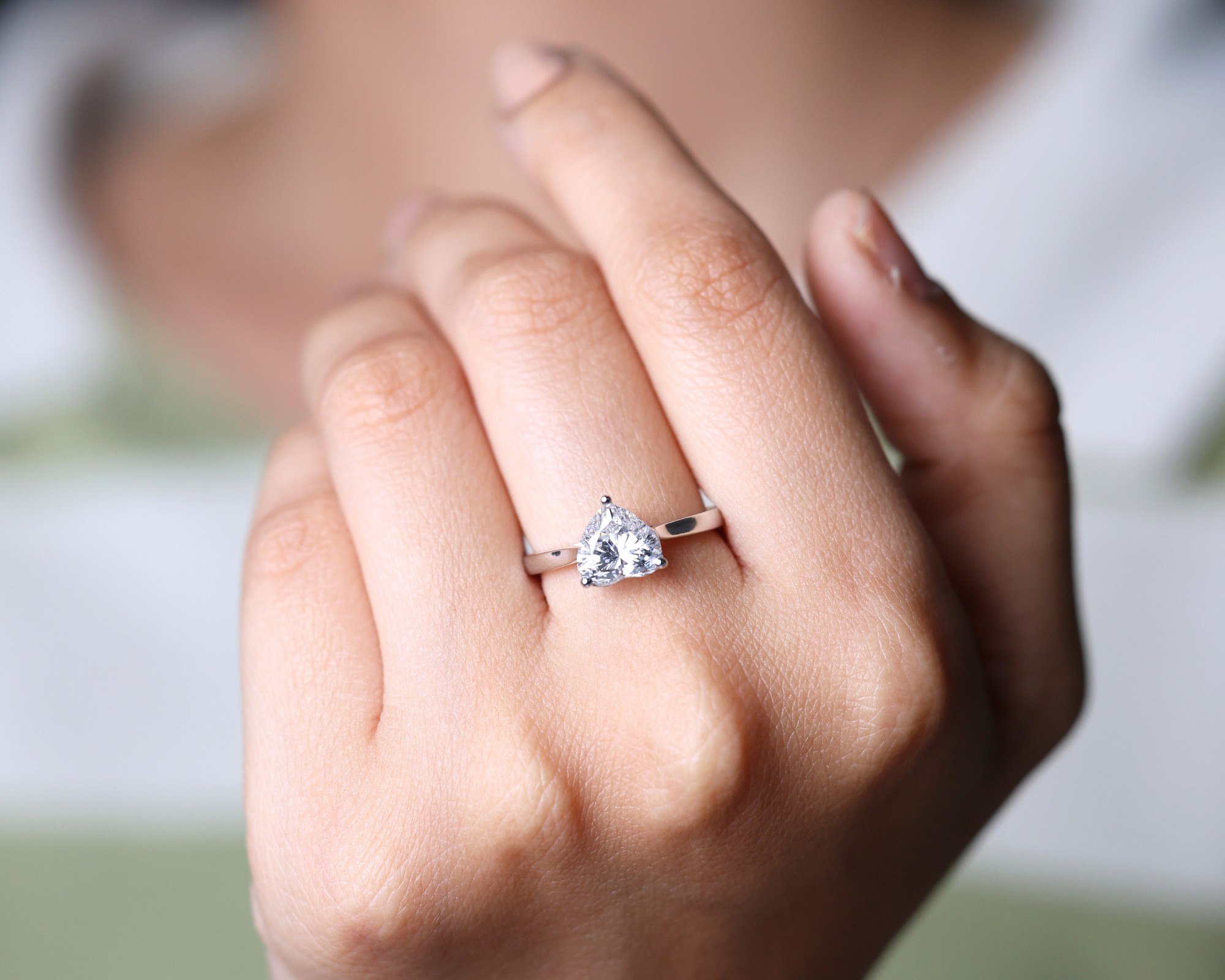 14K Gold Solitaire Heart Shaped Diamond Engagement Ring