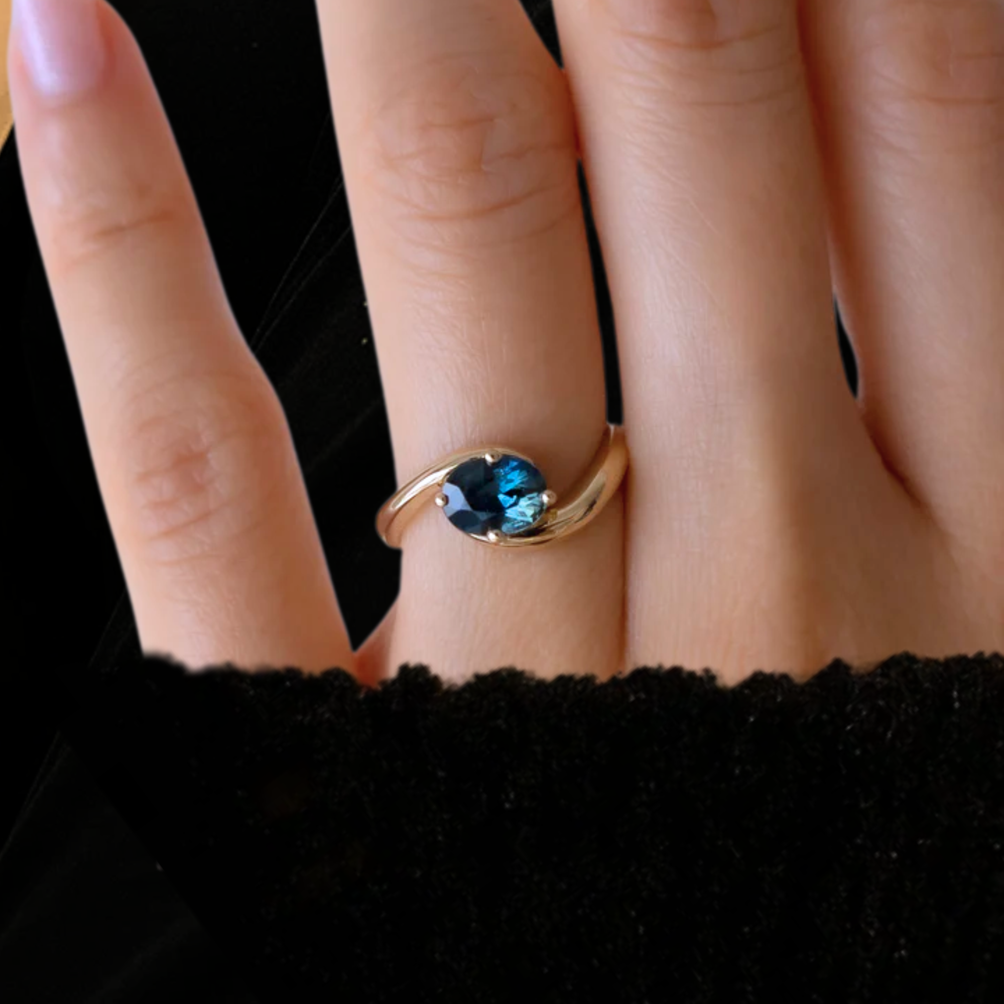 14K Blue Sapphire Engagement Ring