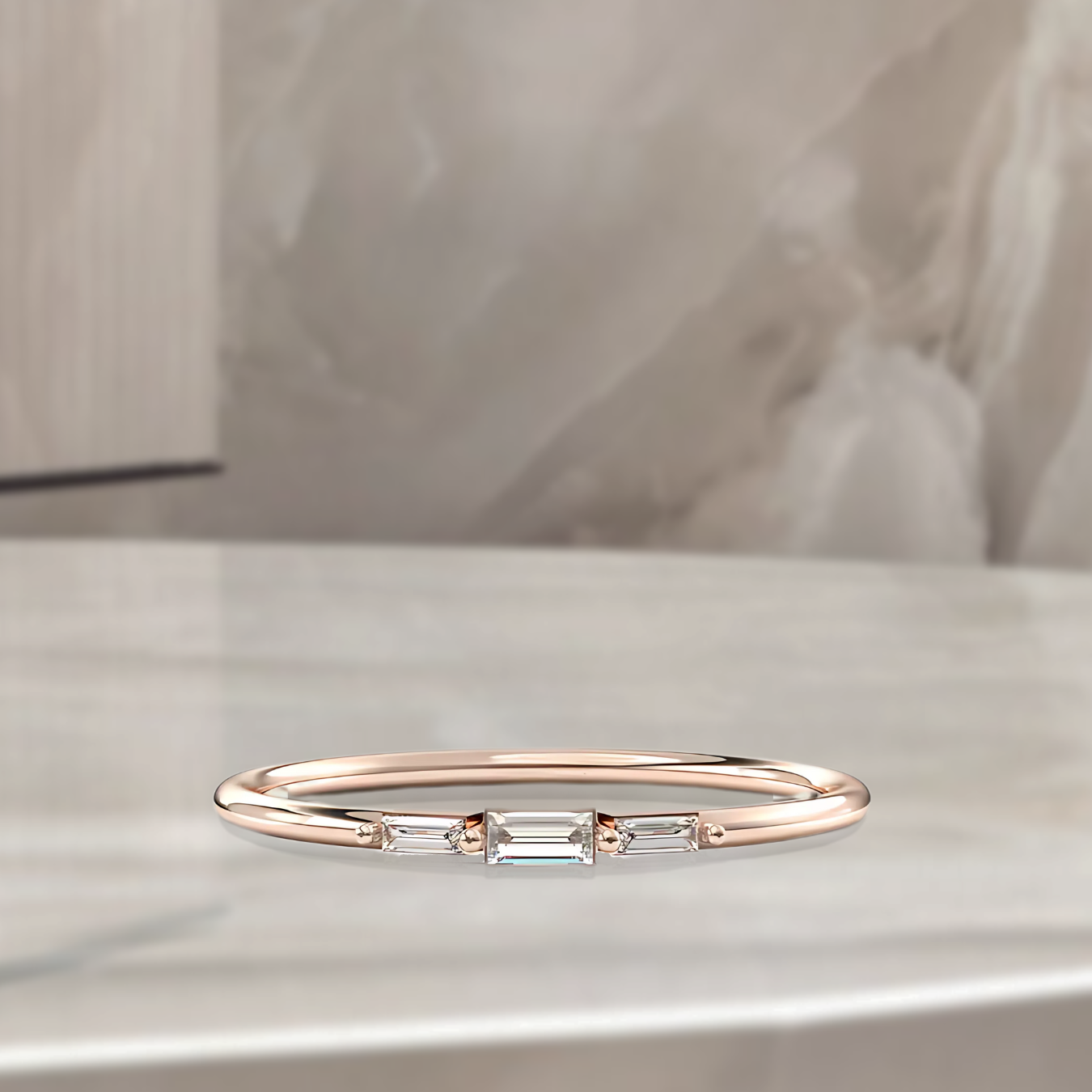 Baguette Diamond Ring | Dainty Gold Ring |14K Solid Gold Ring