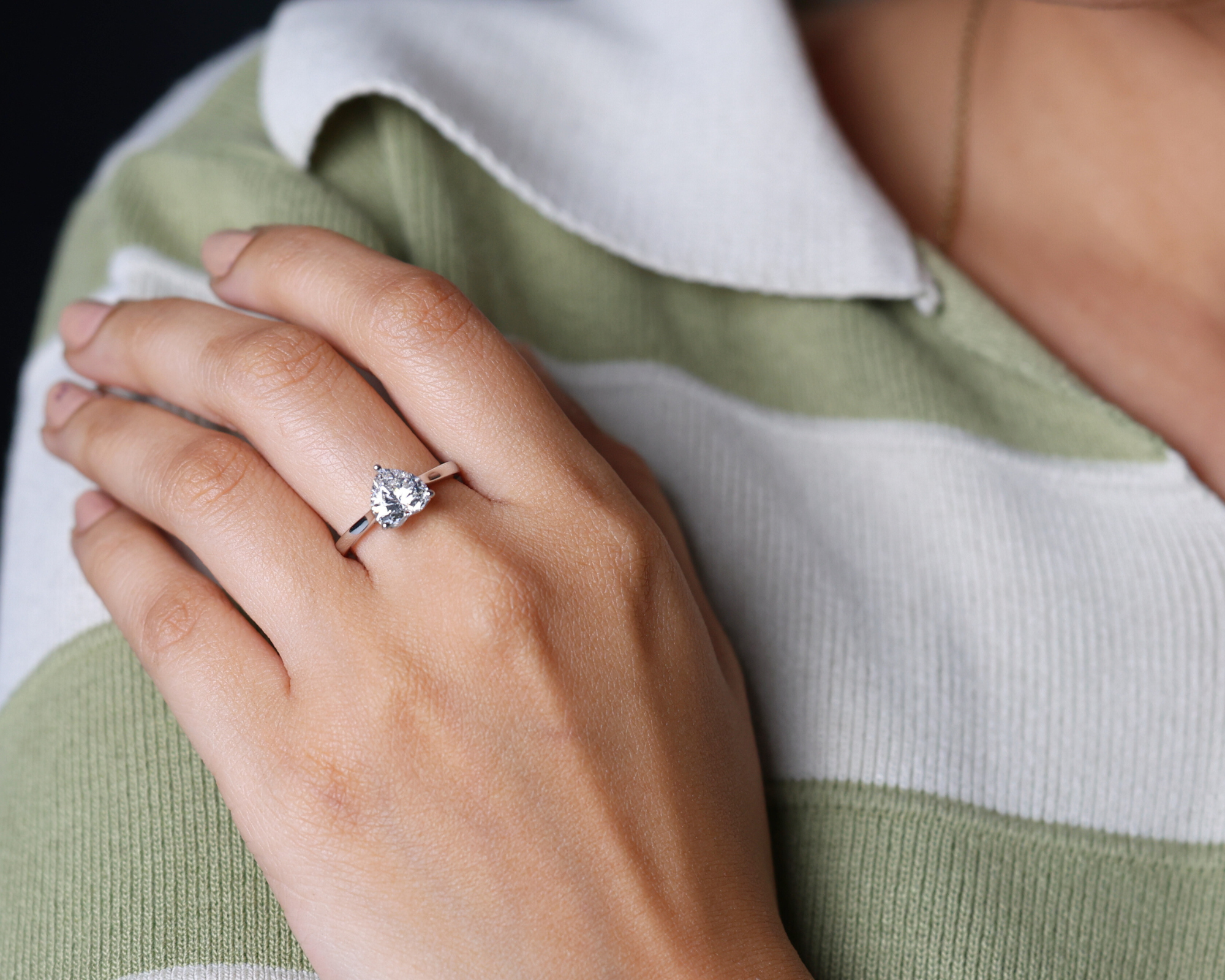 14K Gold Solitaire Heart Shaped Diamond Engagement Ring