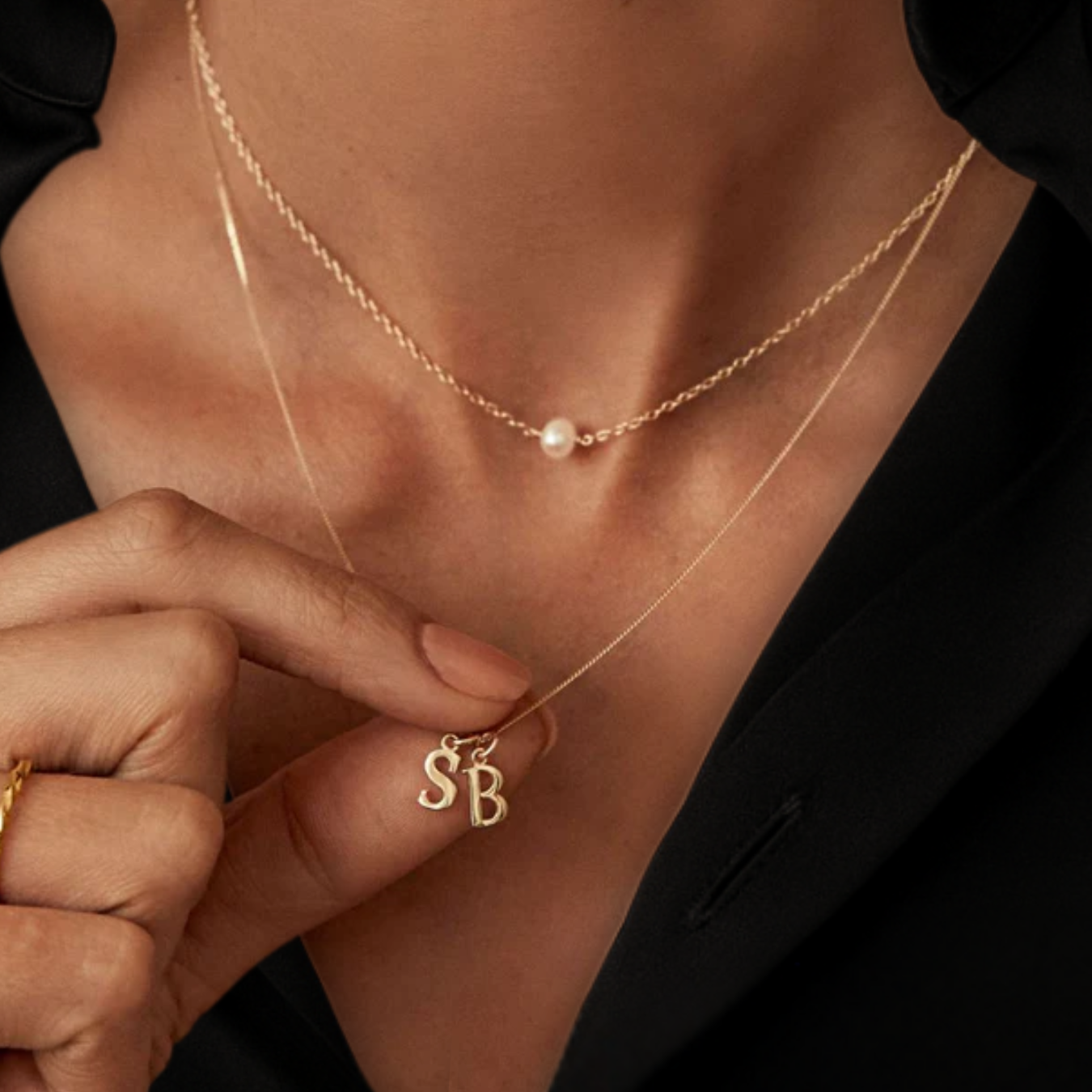 Gold Initial Necklace, Letter Necklace