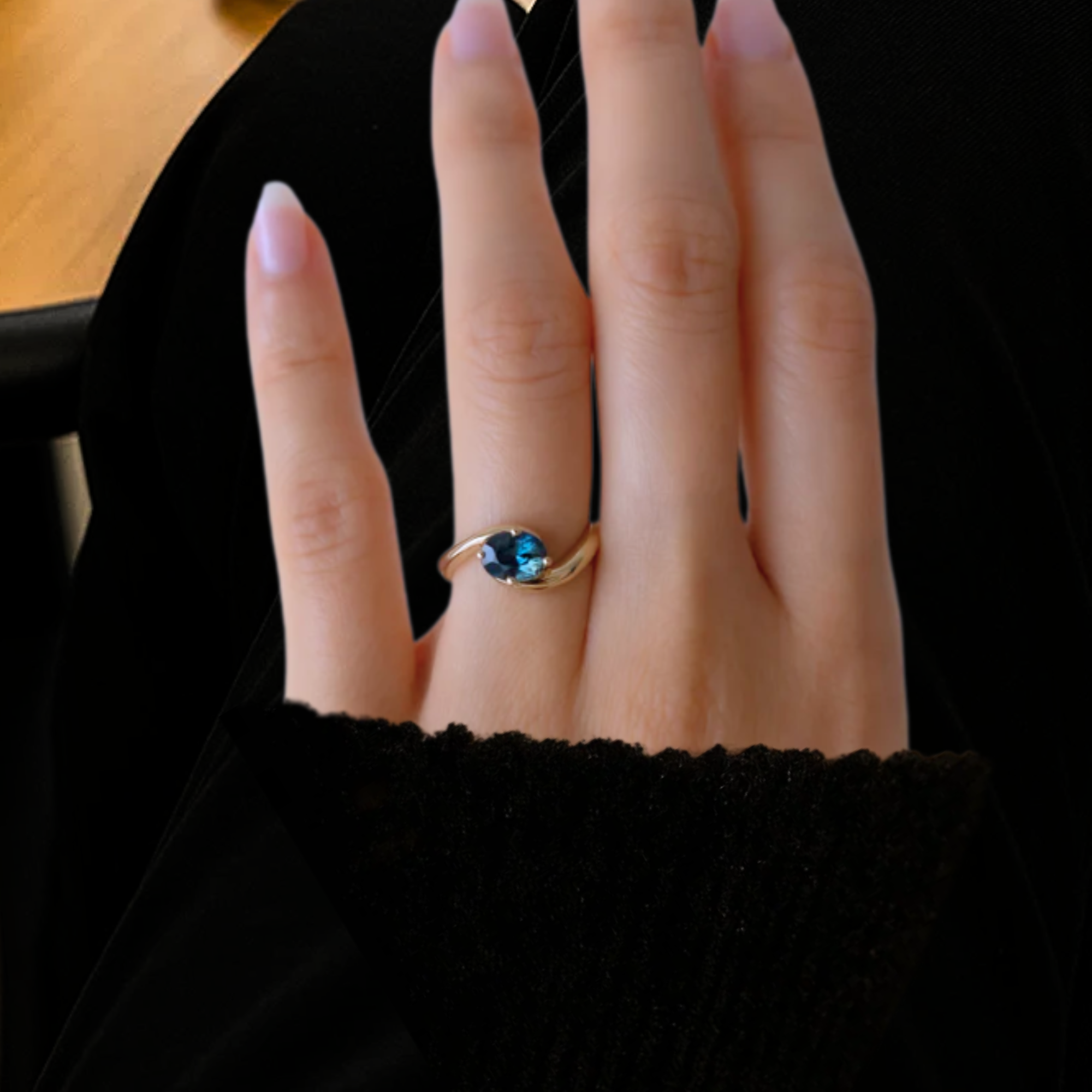 14K Blue Sapphire Engagement Ring
