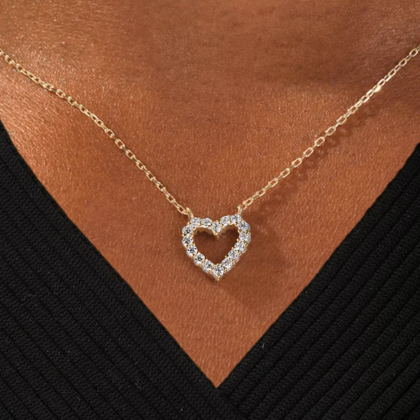 14K Gold Heart Diamond Necklace
