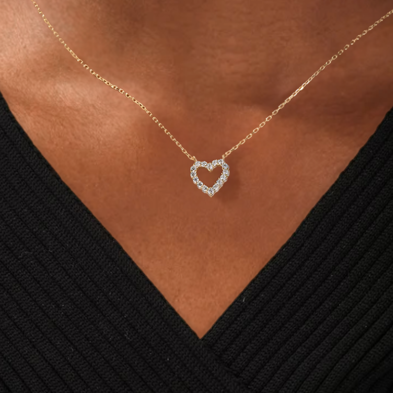 14K Gold Heart Diamond Necklace