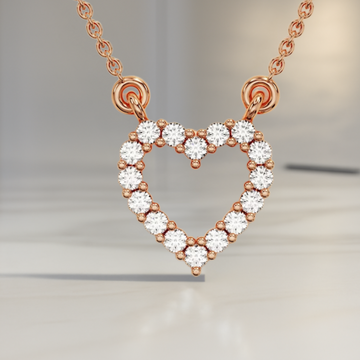 14K Gold Diamond Necklace/ Lab Grown Diamond Pendant/ Heart Diamond Necklace