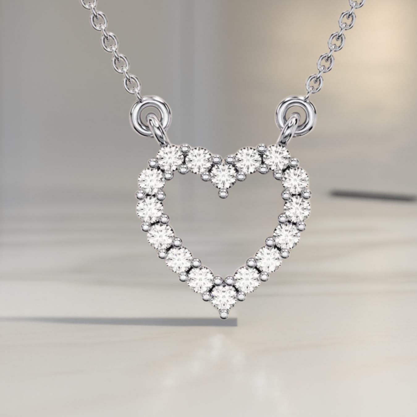 14K Gold Heart Diamond Necklace