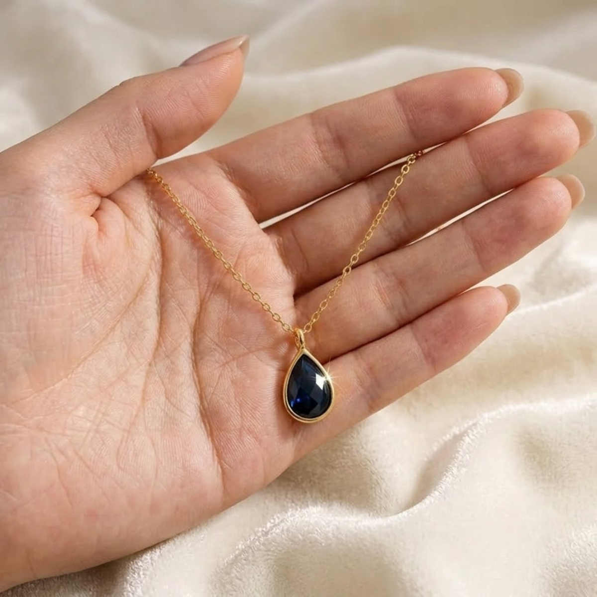 Dainty Initial Onyx Drop Pendant
