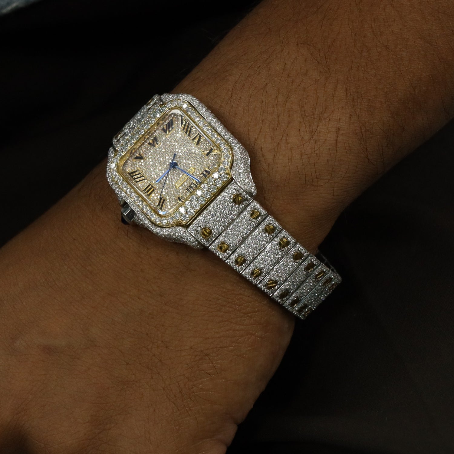 Moissanite With Roman Dial Hip Hop Watch For Men