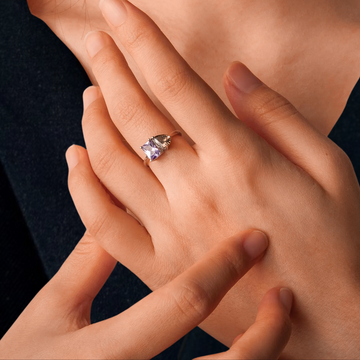 1.00 CT Custom Toi et Moi Gemstone Ring | Emerald & Pear Cut Birthstone Ring