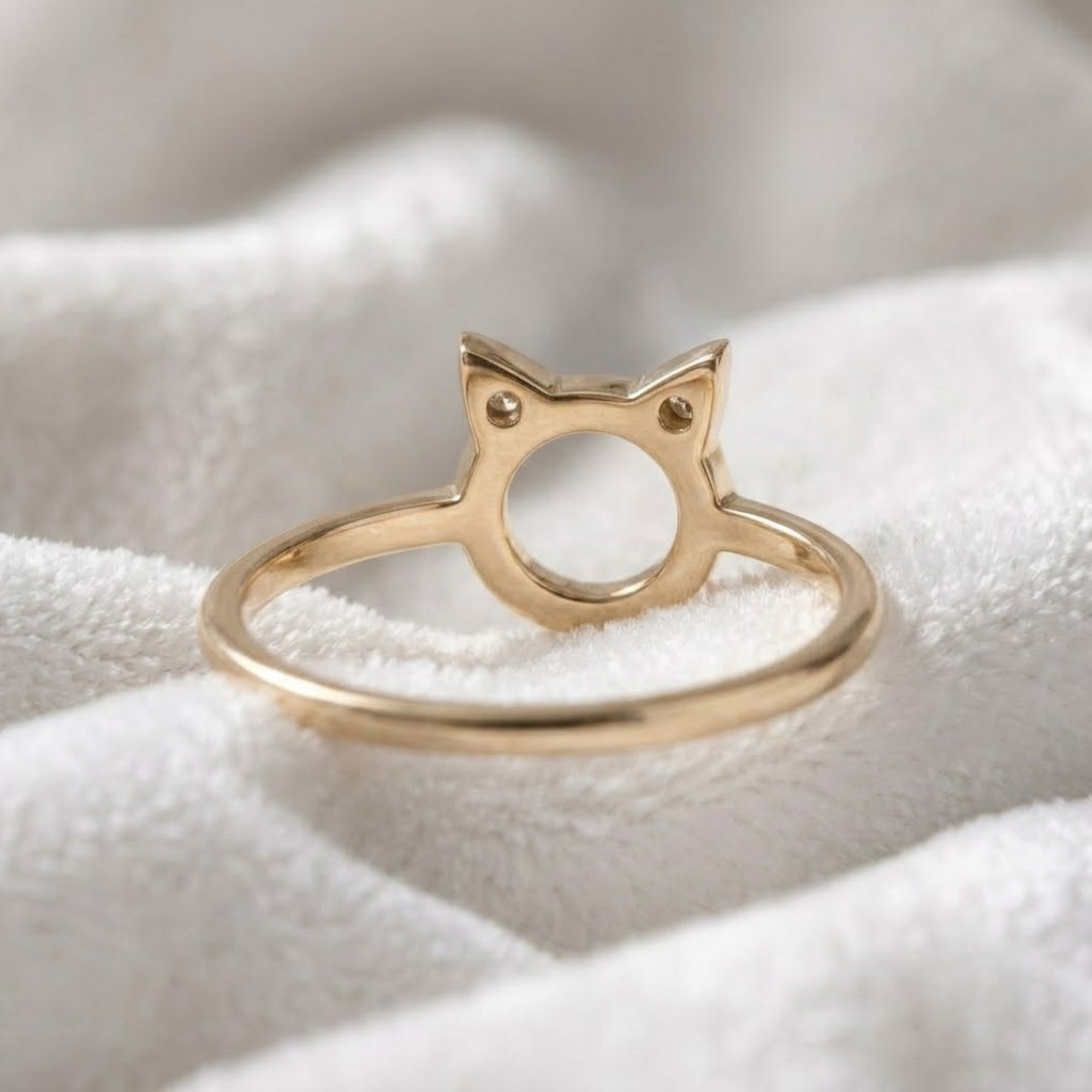 14K Gold Minimalist Lab Grown Diamond Kitty Ring for Women