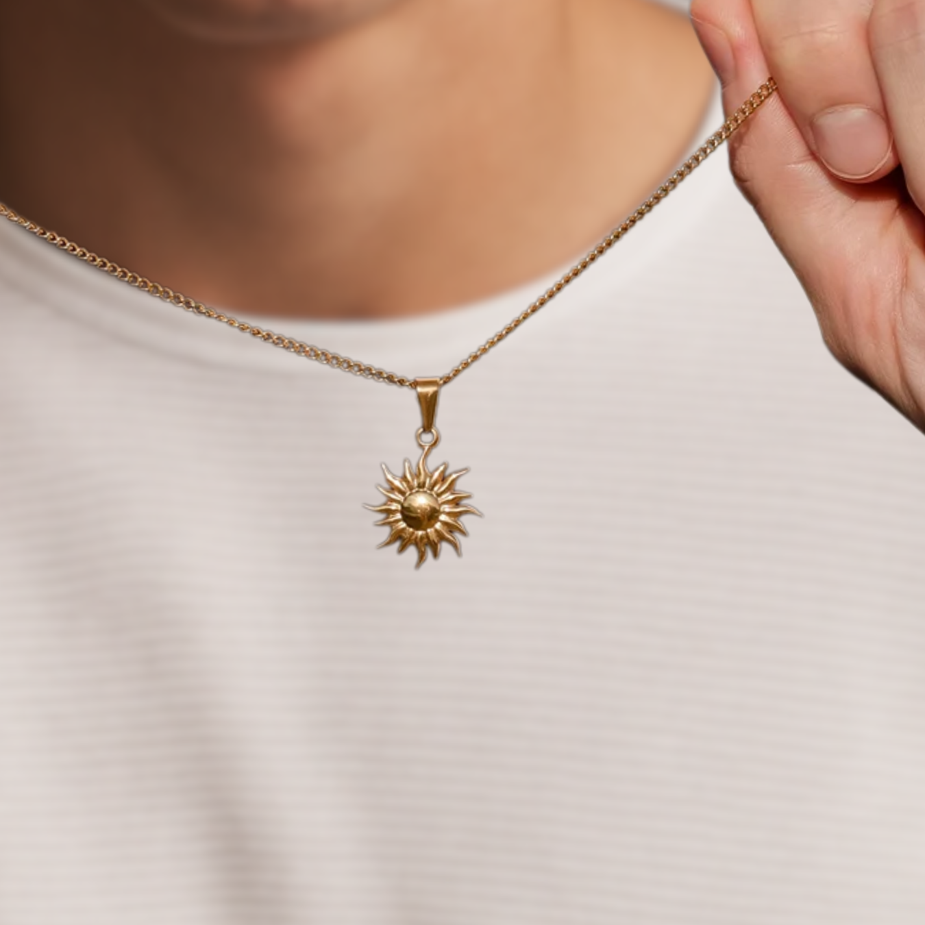 Gold Sun Pendant Necklace Mans Pendant