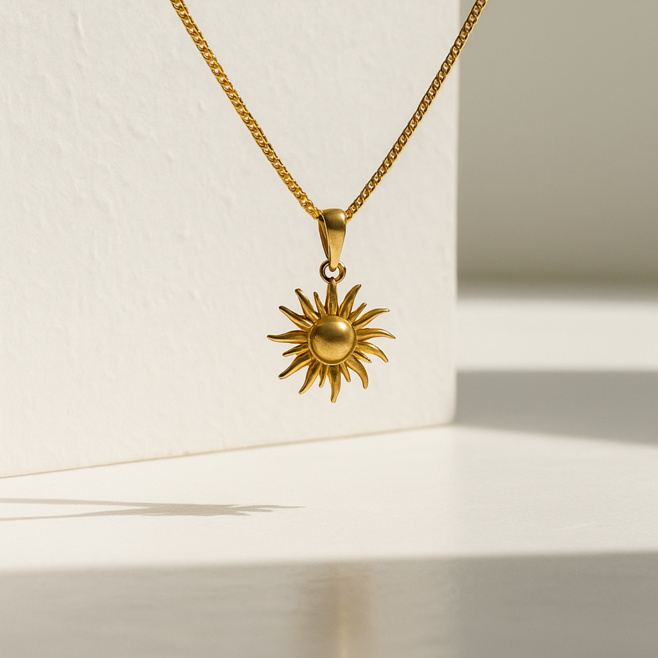 Gold Sun Pendant Necklace Mans Pendant