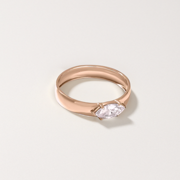14k Gold Thick Band Engagement Ring, Solid Gold Solitaire Ring